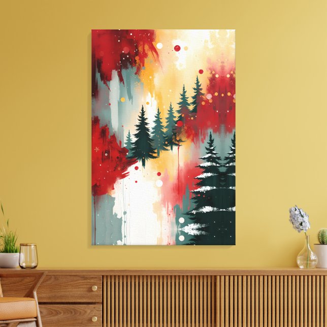 Christmas Festive Colors Frequency Abstract Winter Canvas Print (Insitu(LivingRoom))