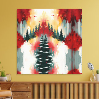 Christmas Festive Colors Frequency Abstract Winter Canvas Print