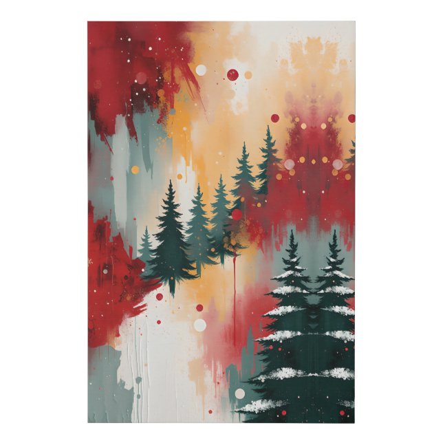 Christmas Festive Colors Frequency Abstract Winter Faux Canvas Print (Front)