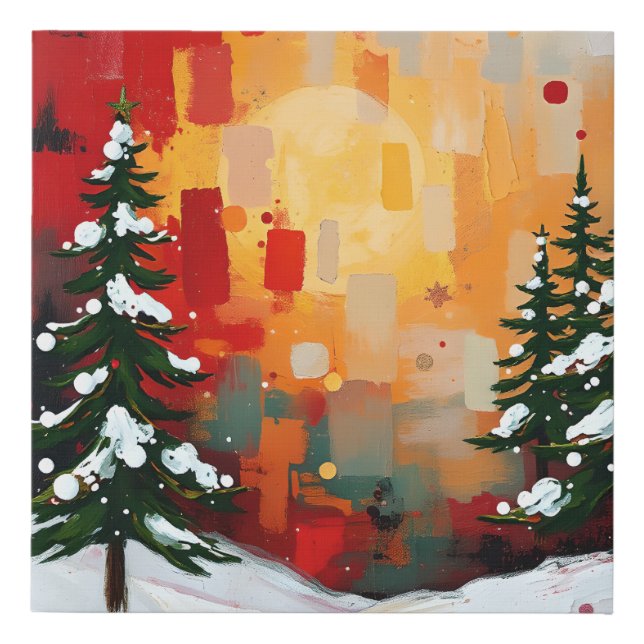 Christmas Festive Colors Frequency Abstract Winter Faux Canvas Print (Front)