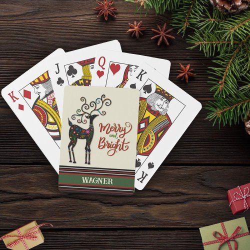 Christmas Festive Custom Name Reindeer Inspirivity Playing Cards