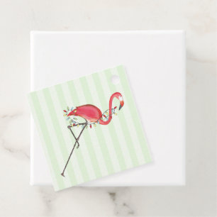 Christmas Festive Cute Flamingo String Lights Favor Tags