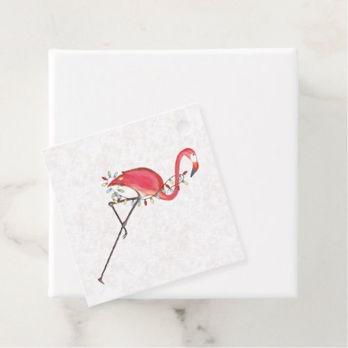 Christmas Festive Cute Flamingo String Lights  Favor Tags