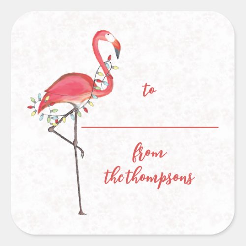 Christmas Festive Cute Flamingo String Square Sticker