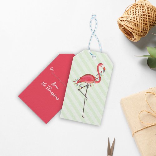 Christmas Festive Cute Flamingo String To From Gift Tags