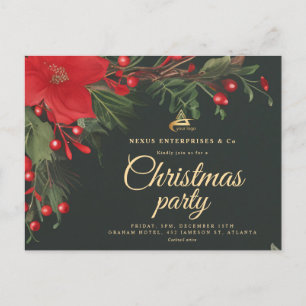 Christmas Festive Elegant Corporate Holiday Party Invitation Postcard