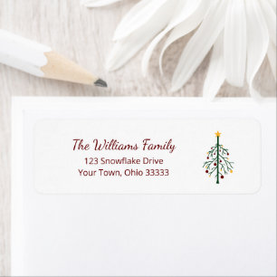 Christmas Festive Evergreen Tree Return Address Label