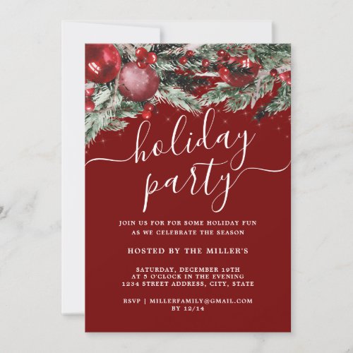 Christmas Festive Foliage Holiday  Invitation