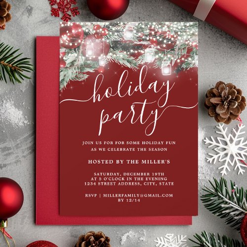 Christmas Festive Foliage Lights Holiday  Invitation