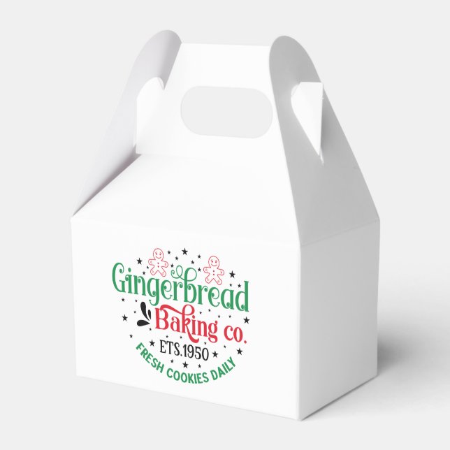 Christmas festive Gingerbread baking company Favor Boxes (Front Side)