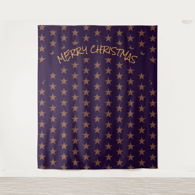 Christmas | Festive | Gold Stars | Purple Backdrop (Front)