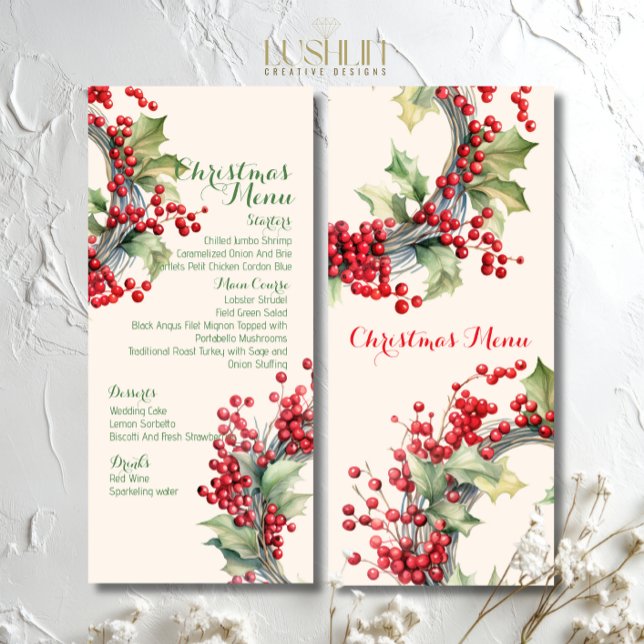 Christmas Festive Holiday Dinner Party  Menu (Creator Uploaded)