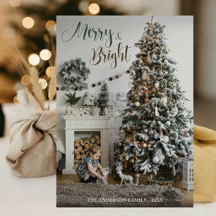 Christmas Festive Interior Tree Merry Bright Photo Holiday Card