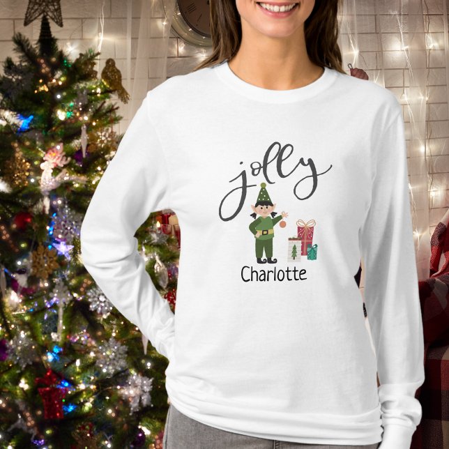 Christmas Festive Jolly Elf Name Ladies T-Shirt (Christmas Festive Jolly Elf Name Ladies T-Shirt)