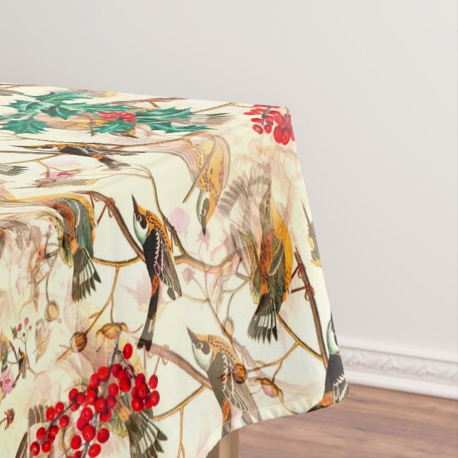 Christmas,festive,mistletoe,birds,nature pattern  tablecloth (In Situ)