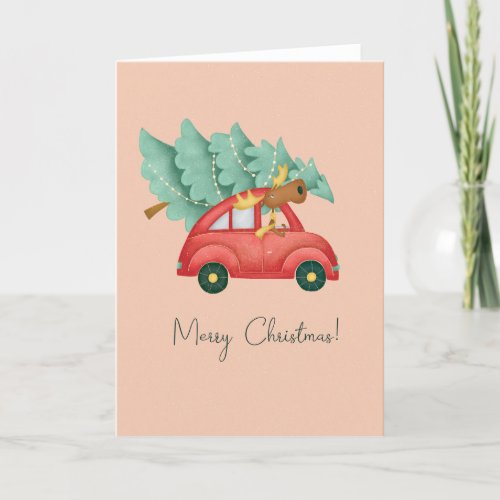 Christmas Festive Moose and Tree Card