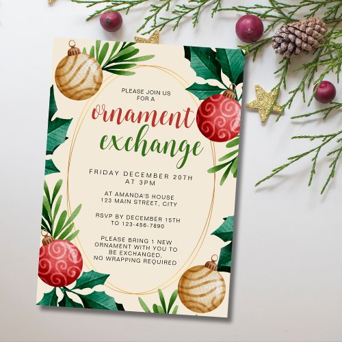 Christmas Festive Ornament Exchange Party Invitation