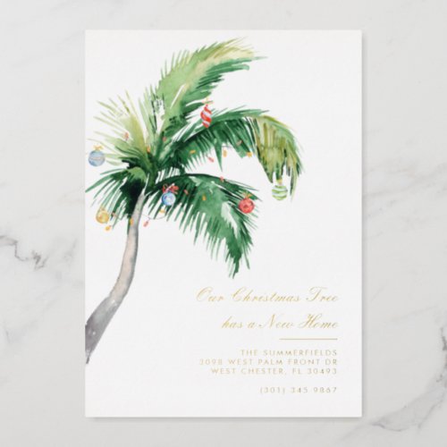 Christmas Festive Palm Tree Moving Gold Foil Holiday Card