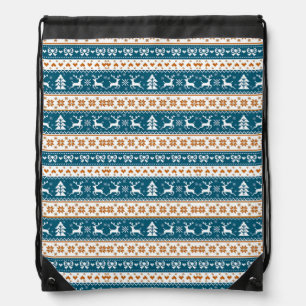 Christmas festive pattern drawstring bag