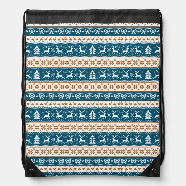 Christmas festive pattern drawstring bag (Front)