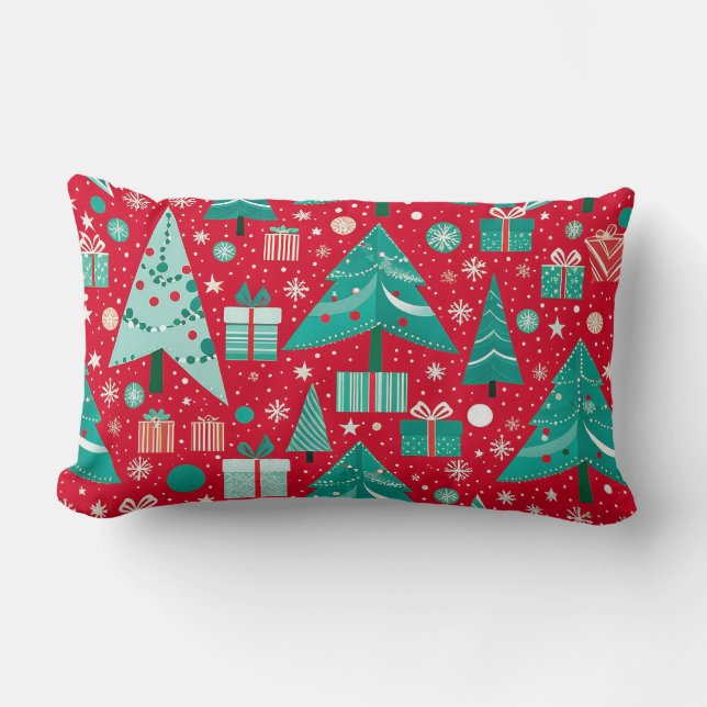 Christmas festive pattern lumbar pillow (Front)