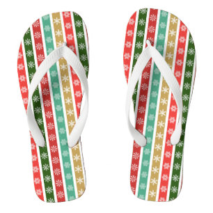 Christmas Festive patterns and colors Flip Flops
