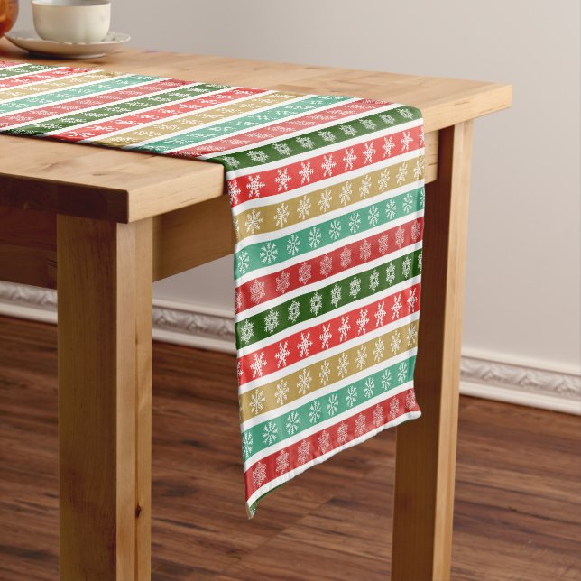Christmas Festive patterns and colors Short Table Runner (In Situ)