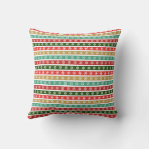 Christmas Festive Patterns and Colors Throw Pillow