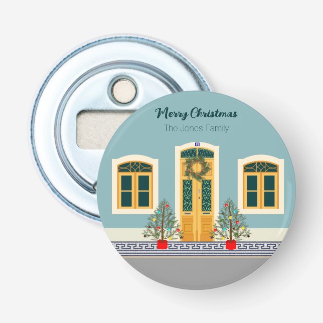 Christmas festive Portuguese House Bottle Opener (Front)