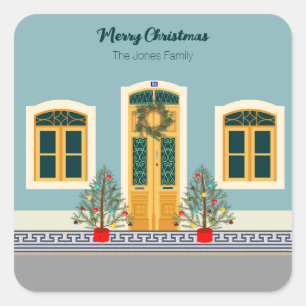 Christmas festive Portuguese House Square Sticker