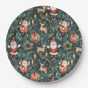 Christmas Festive Santa Claus Paper Plates