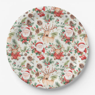 Christmas Festive Santa Claus Paper Plates