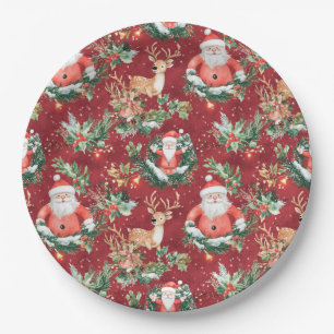 Christmas Festive Santa Claus Paper Plates