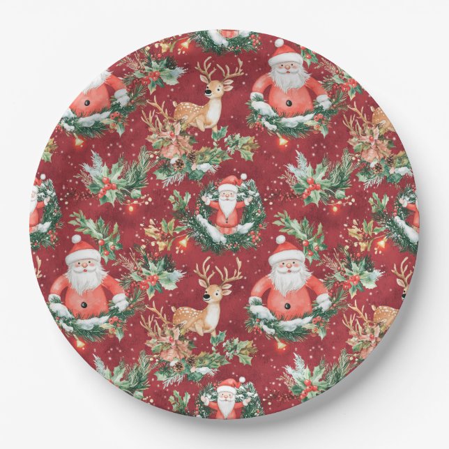 Christmas Festive Santa Claus Paper Plates (Front)