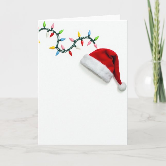 Christmas Festive Santa Hat Lights Card (Front)