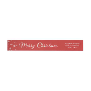 Christmas Festive Snowflakes Personalized Holiday Wrap Around Label