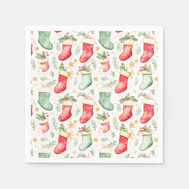 Christmas Festive Stockings Napkins (Front)