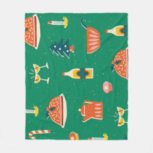 Christmas festive table, vintage pattern. fleece blanket