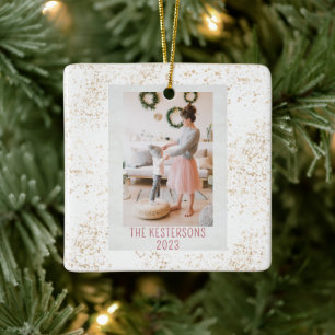 Christmas Festive Tiger Photo Ceramic Ornament