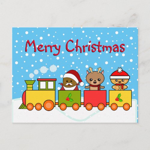 Christmas Festive Train Postcard