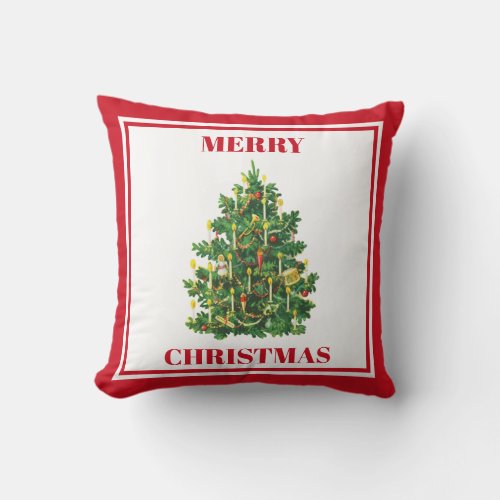 Christmas Festive Vintage Christmas Tree Throw Pillow