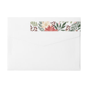 Christmas Festive Watercolor Flora Envelope Seal Wrap Around Label