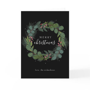 Christmas Festive Wreath Non Photo midnight Holiday Card
