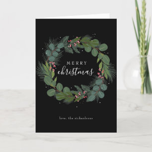 Christmas Festive Wreath Non Photo midnight Holiday Card