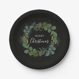 Christmas festive wreath Paper Plates