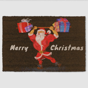 Christmas Fiber Doormat Santa Claus with Gifts