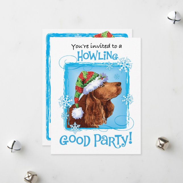Christmas Field Spaniel Holiday Invitation (Front/Back In Situ)