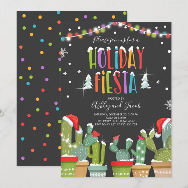 Christmas Fiesta Cactus Holiday Invitation Party (Front/Back)