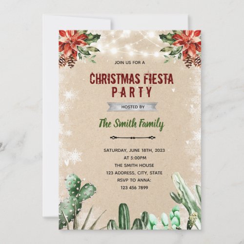 Christmas fiesta theme invitation