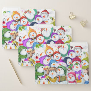 Christmas File Folder with Happy Snowmans Party